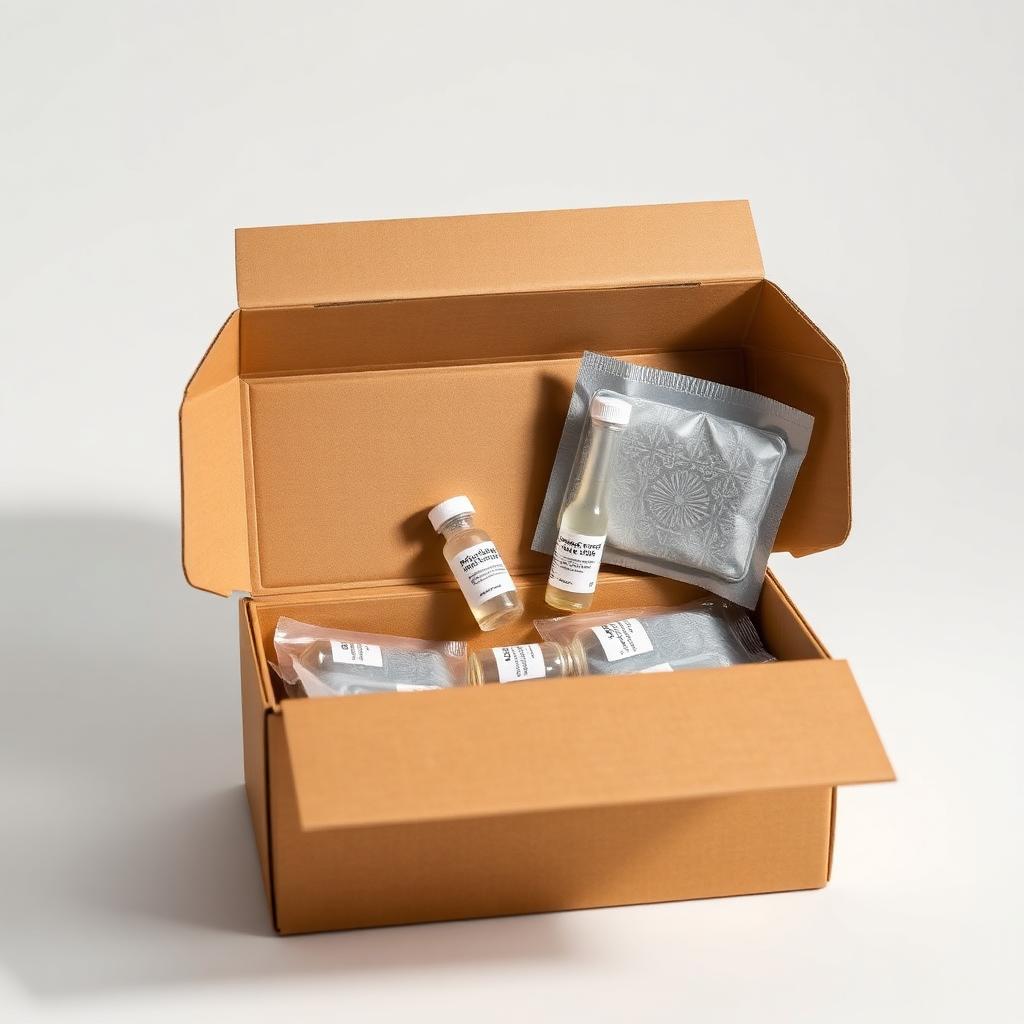 Discreet peptide shipping box with cold-chain gel pack